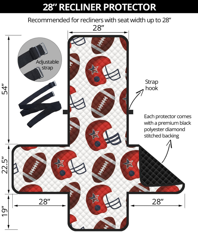 American Football Ball Red Helmet Pattern Recliner Cover Protector