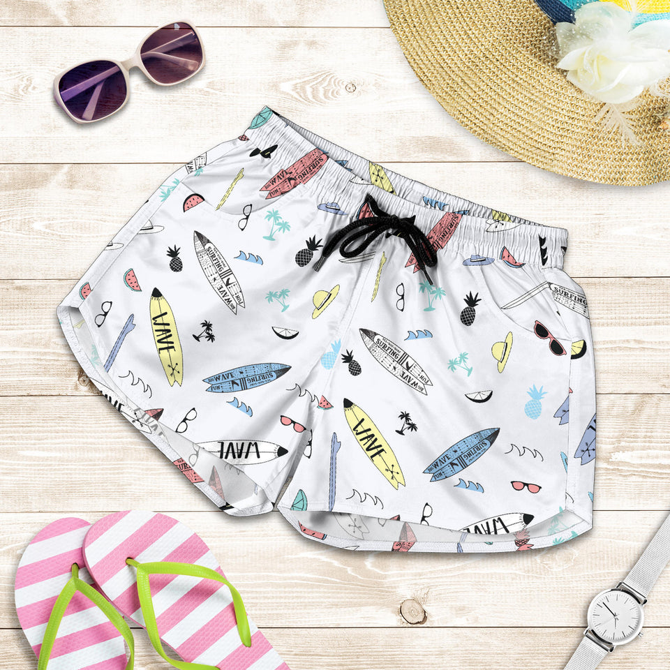 Surfboard Pattern Print Design 01 Women Shorts