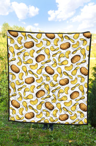 Potato Chips Pattern Print Design 01 Premium Quilt