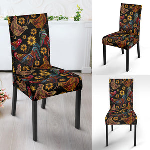 Rooster Chicken Flower Pattern Dining Chair Slipcover