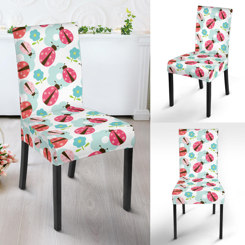 Ladybug Pattern Print Design 03 Dining Chair Slipcover