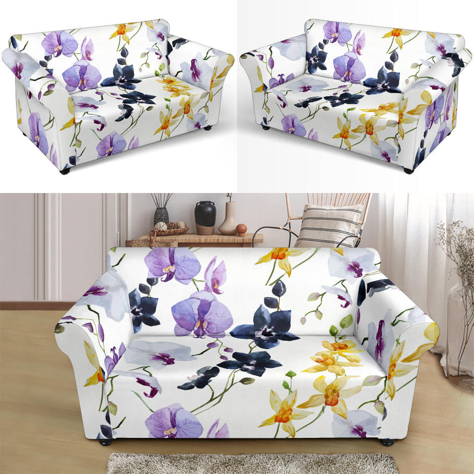 Orchid Pattern Background Loveseat Couch Slipcover