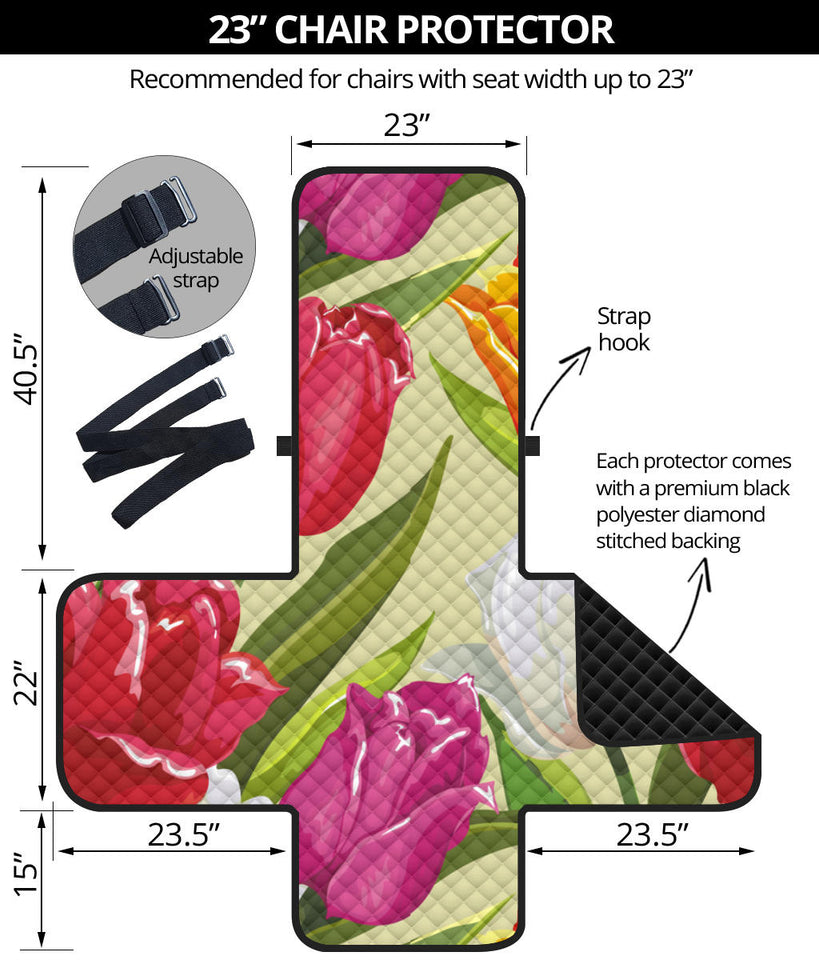 Colorful Tulip Pattern Chair Cover Protector