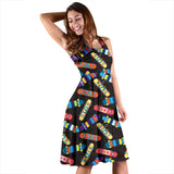 Skate Board Pattern Print Design 02 Sleeveless Midi Dress