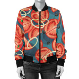Tomato Pattern Background Women Bomber Jacket