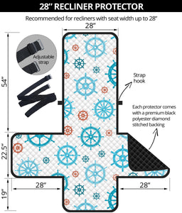 Nautical Steering Wheel Rudder Pattern Background Recliner Cover Protector