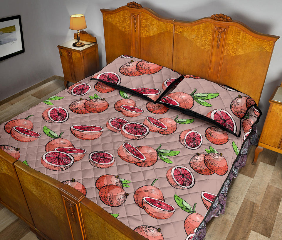 Grapefruit Pattern Background Quilt Bed Set