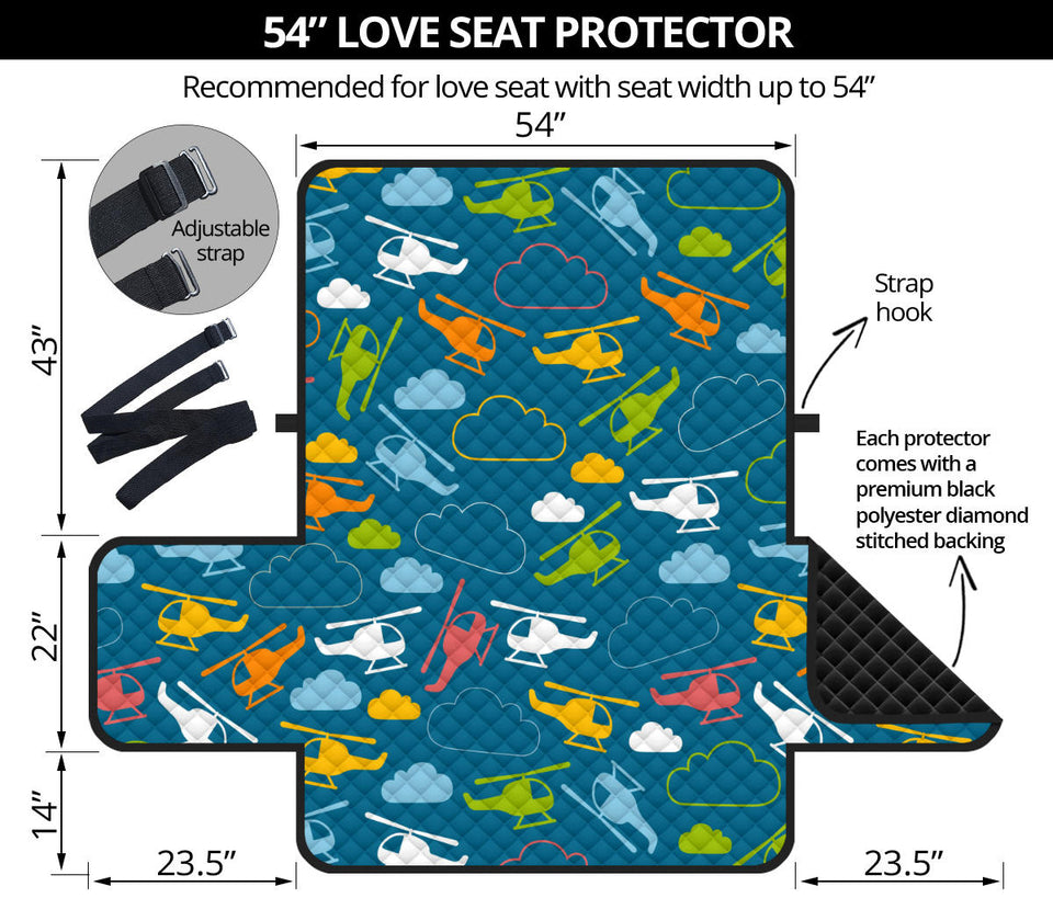 Color Helicopter Pattern Loveseat Couch Cover Protector