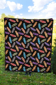 Skate Board Pattern Print Design 04 Premium Quilt