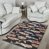 Whale Flower Tribal Pattern Area Rug