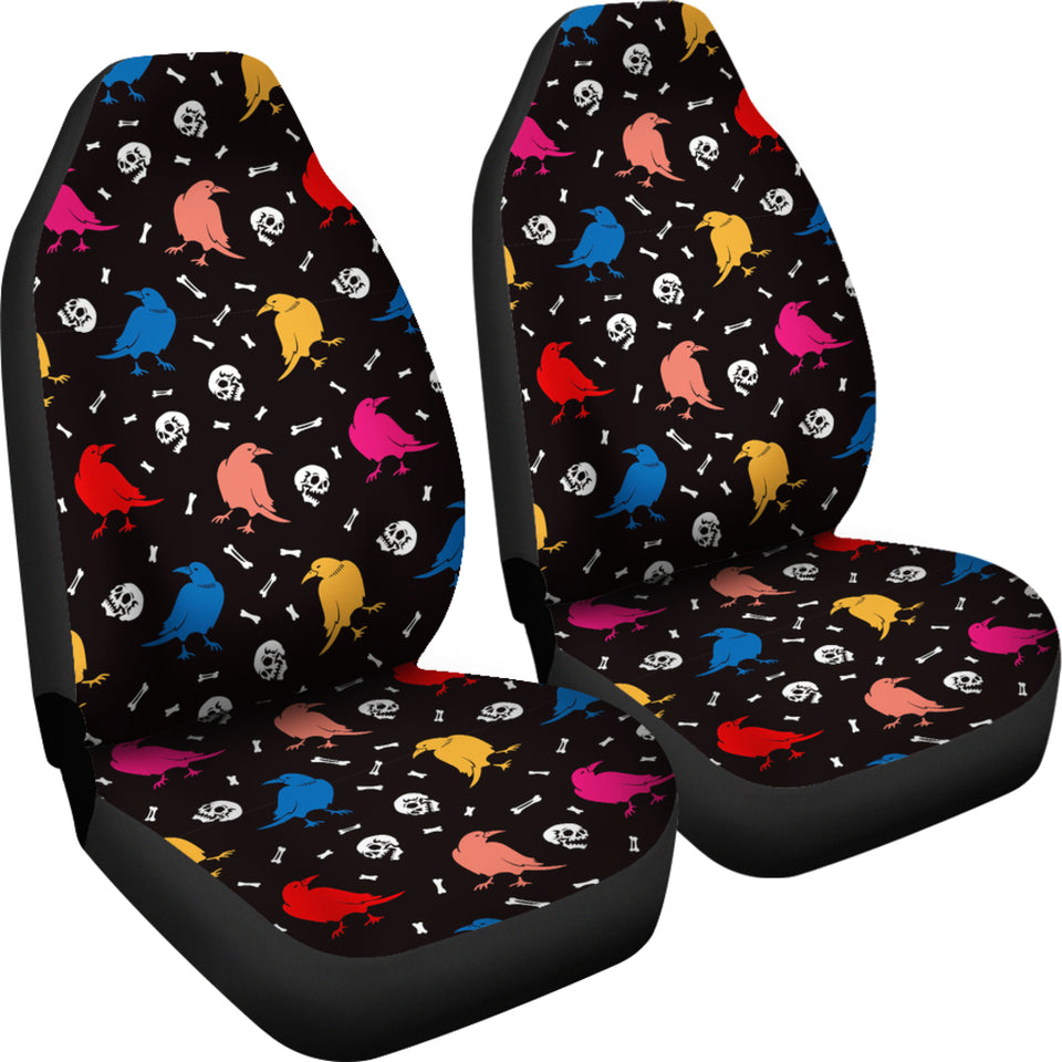 Colorful Crow Pattern Universal Fit Car Seat Covers