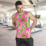 Pink Tulip Pattern Men Tank Top