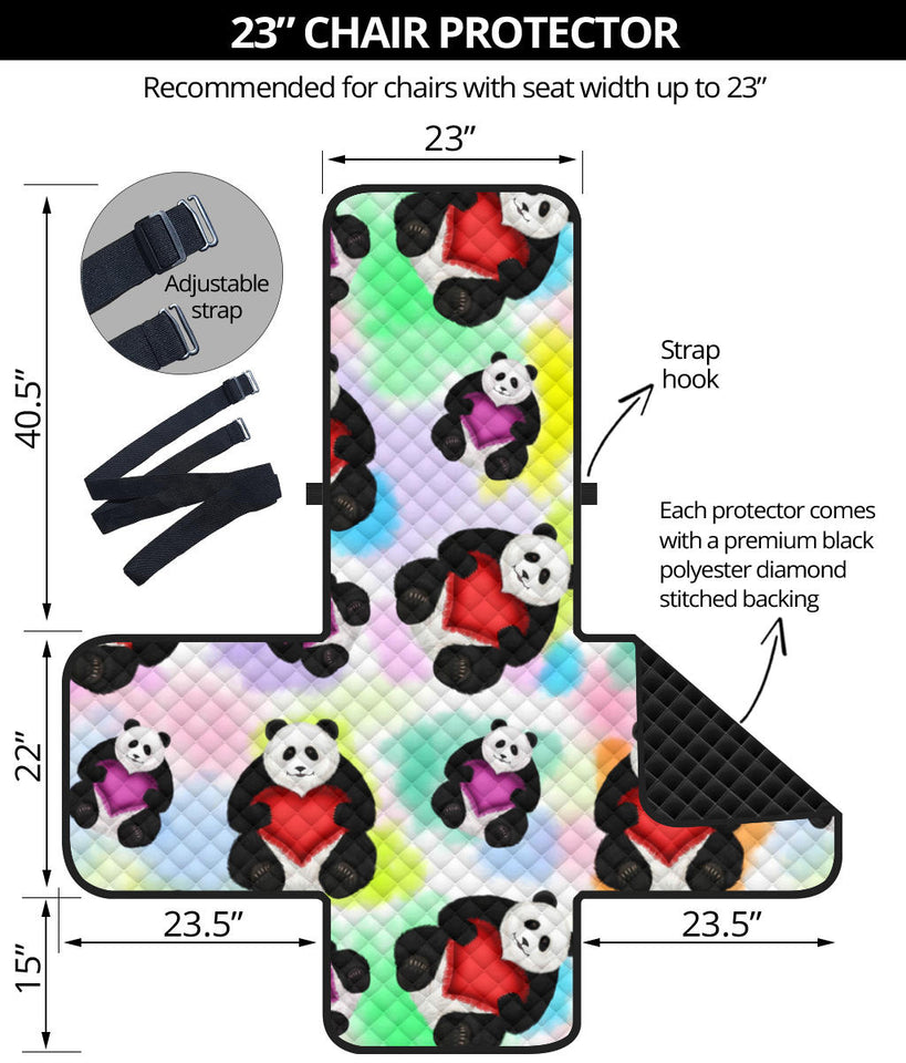 Panda Cute Heart Pattern Chair Cover Protector