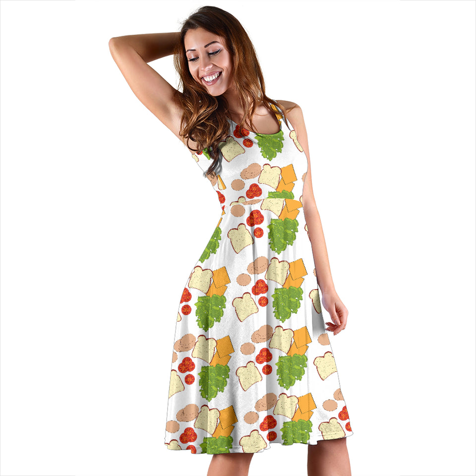 Sandwich Pattern Print Design 02 Sleeveless Midi Dress