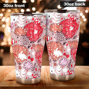 Red Pink Hot Air Balloon Pattern Tumbler