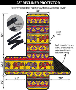 Rhino African Afro Dashiki Adinkra Kente Ethnic Motifs Recliner Cover Protector