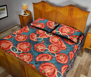 Tomato Pattern Background Quilt Bed Set