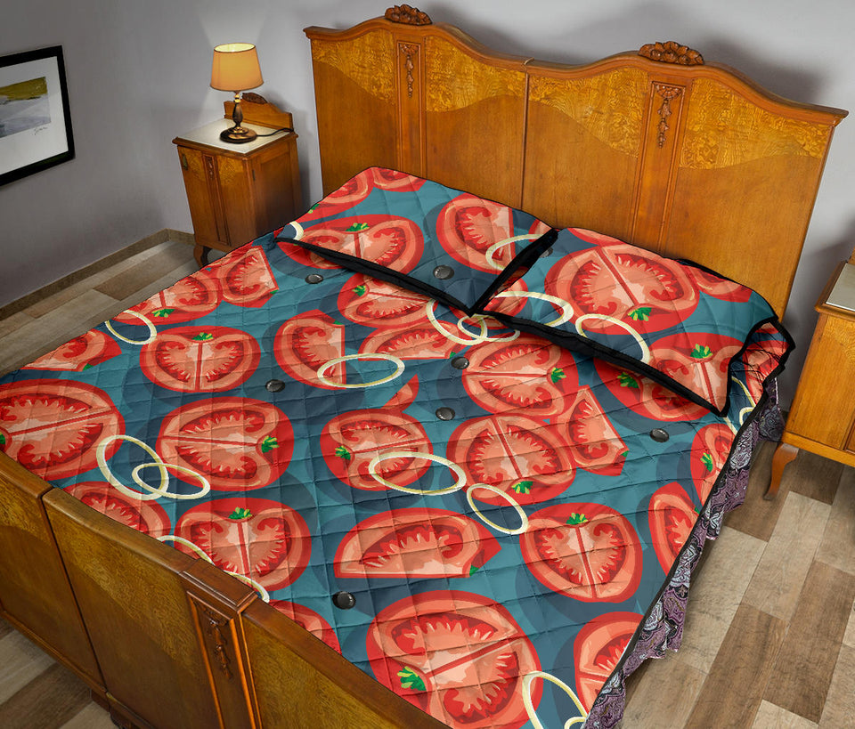 Tomato Pattern Background Quilt Bed Set