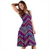 Zigzag Chevron Pokka Dot Aboriginal Pattern Sleeveless Midi Dress