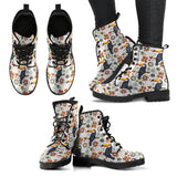 Toucan Flower Pattern Leather Boots