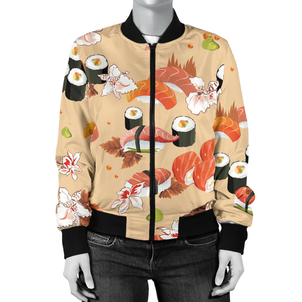 Sushi Pattern Women Bomber Jacket