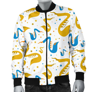 Saxophone Pattern Men Bomber Jacket