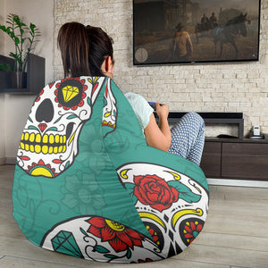 Suger Skull Pattern Green Background Bean Bag Cover