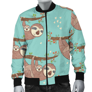 Sloth Mom and baby Pattern Men Bomber Jacket