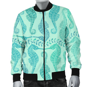 Seahorse Green Pattern Men Bomber Jacket