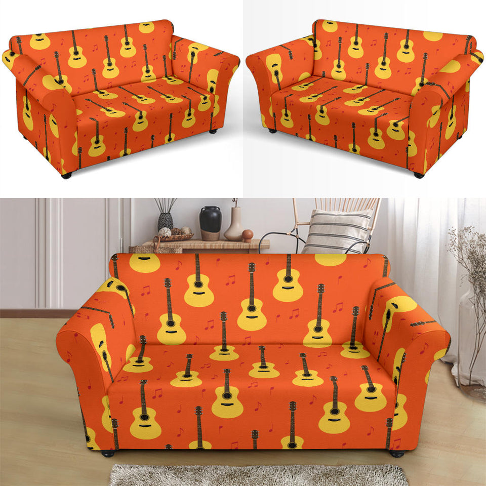 Classice Guitar Music Pattern Loveseat Couch Slipcover