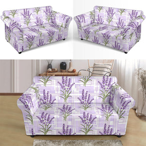 Lavender Pattern Theme Loveseat Couch Slipcover