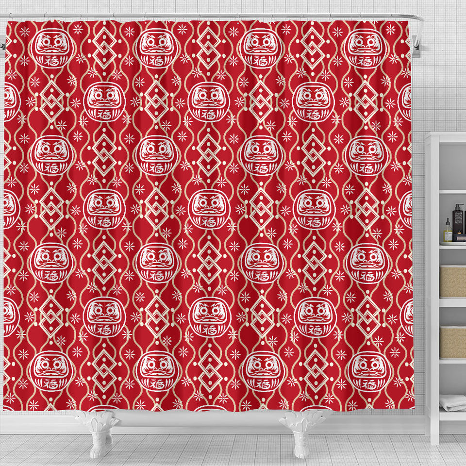 Daruma Red Pattern Shower Curtain Fulfilled In US