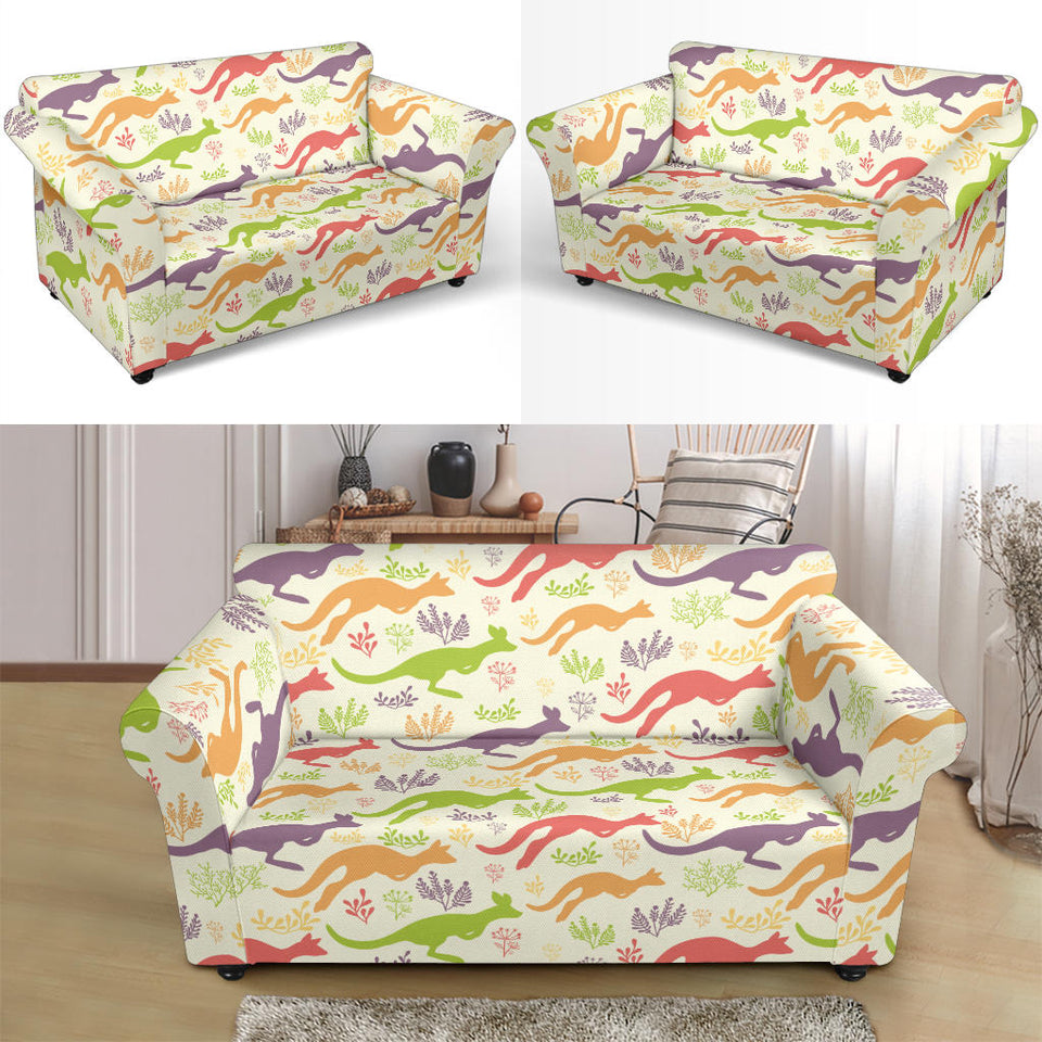 Colorful Kangaroo Pattern Loveseat Couch Slipcover