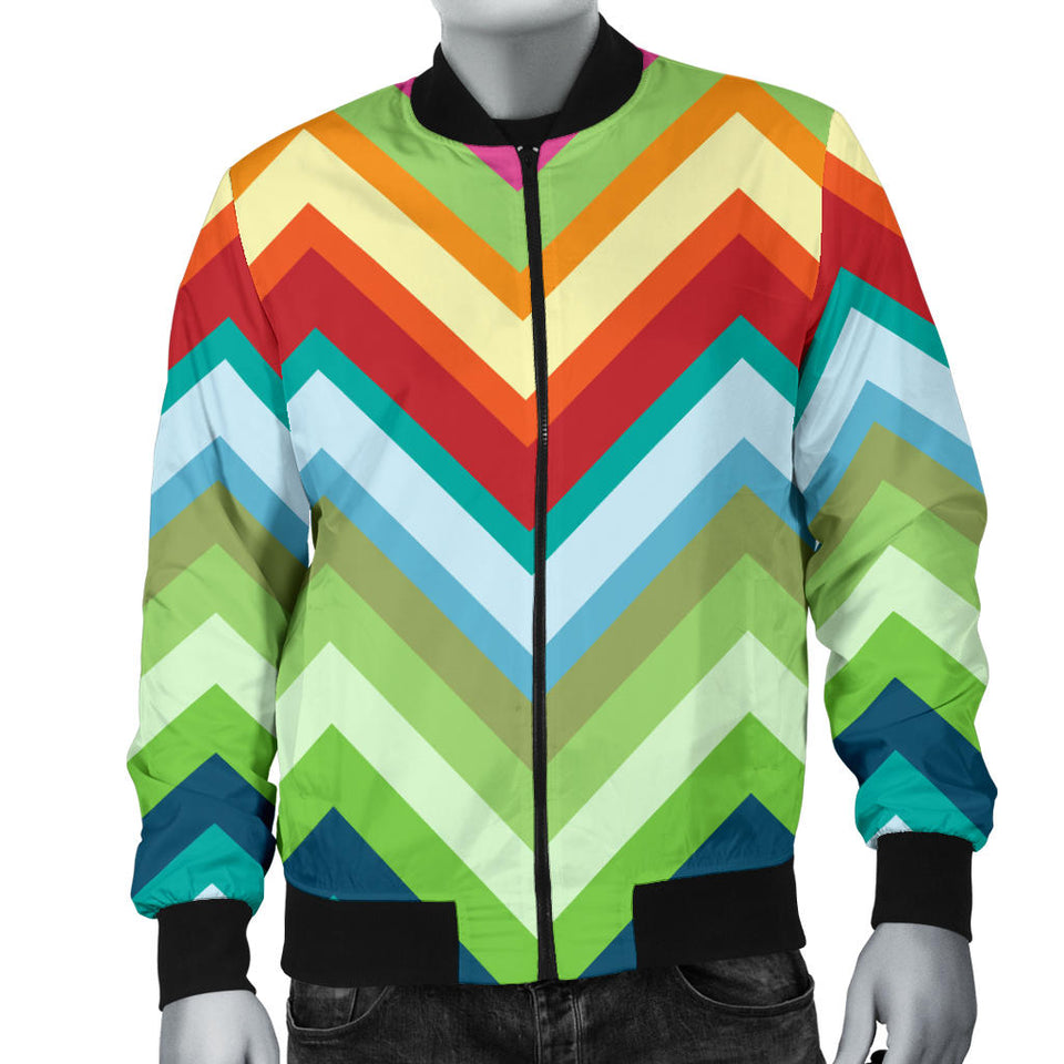 Rainbow Zigzag Chavron Pattern Men Bomber Jacket