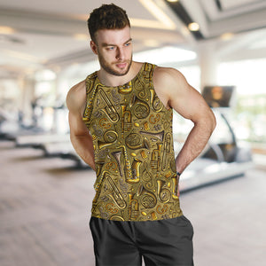 Saxophone Gold Pattern Men Tank Top