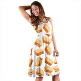 Sandwich Pattern Print Design 01 Sleeveless Midi Dress