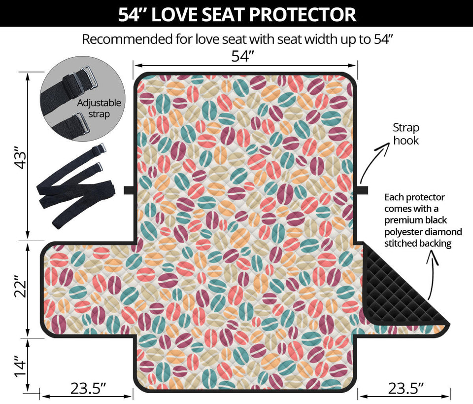 Colorful Coffee Bean Pattern Loveseat Couch Cover Protector