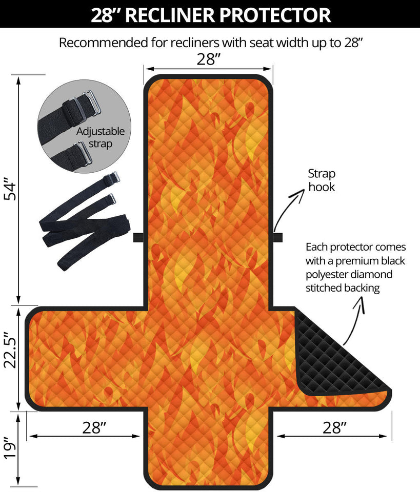 Red Flame Fire Pattern Recliner Cover Protector