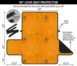 Cobweb Spider Web Pattern Orange Background Loveseat Couch Cover Protector