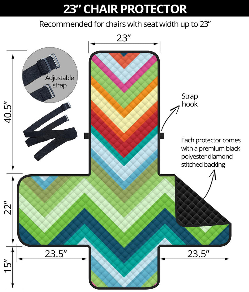 Rainbow Zigzag Chavron Pattern Chair Cover Protector