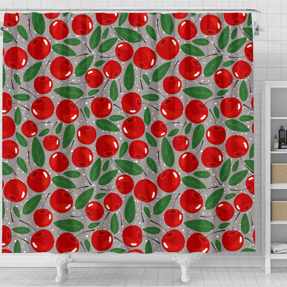 Cherry Leaves Pattern Shower Curtain Fulfilled In US