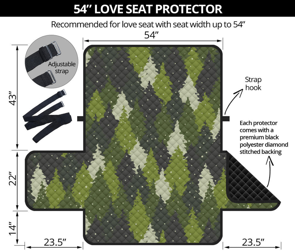 Christmas Tree Camo Pattern Loveseat Couch Cover Protector