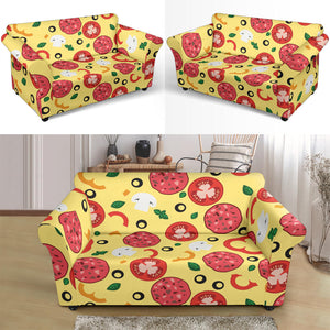 Pizza Tomato Salami Texture Pattern Loveseat Couch Slipcover