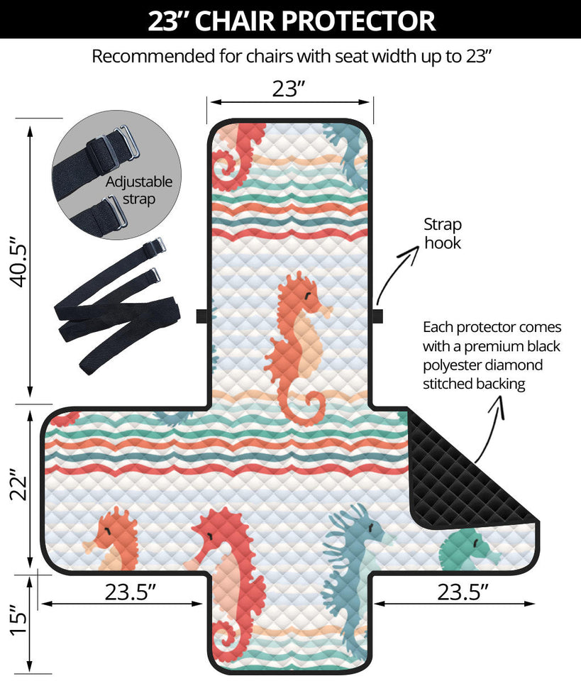 Seahorse Pattern Theme Chair Cover Protector