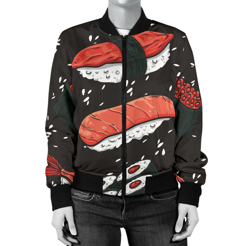 Sushi Theme Pattern Women Bomber Jacket