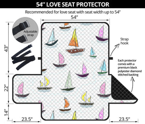 Cute Sailboat Pattern Loveseat Couch Cover Protector