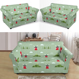 Windmill Green Pattern Loveseat Couch Slipcover