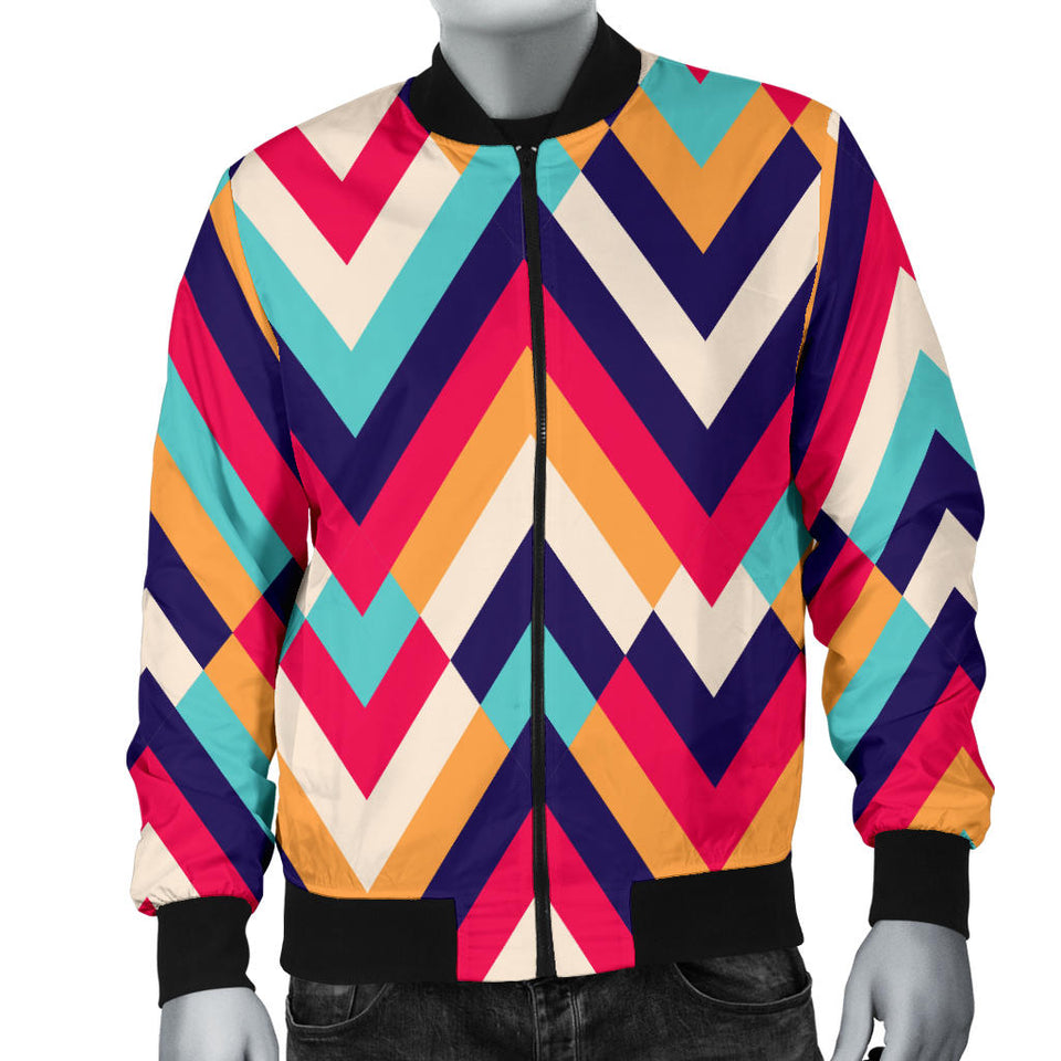 Zigzag Chevron Pattern Background Men Bomber Jacket