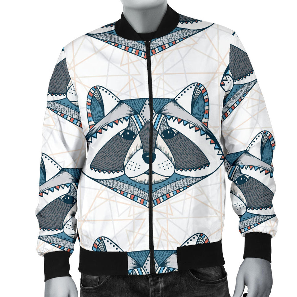 Raccoon Head Pattern Men Bomber Jacket