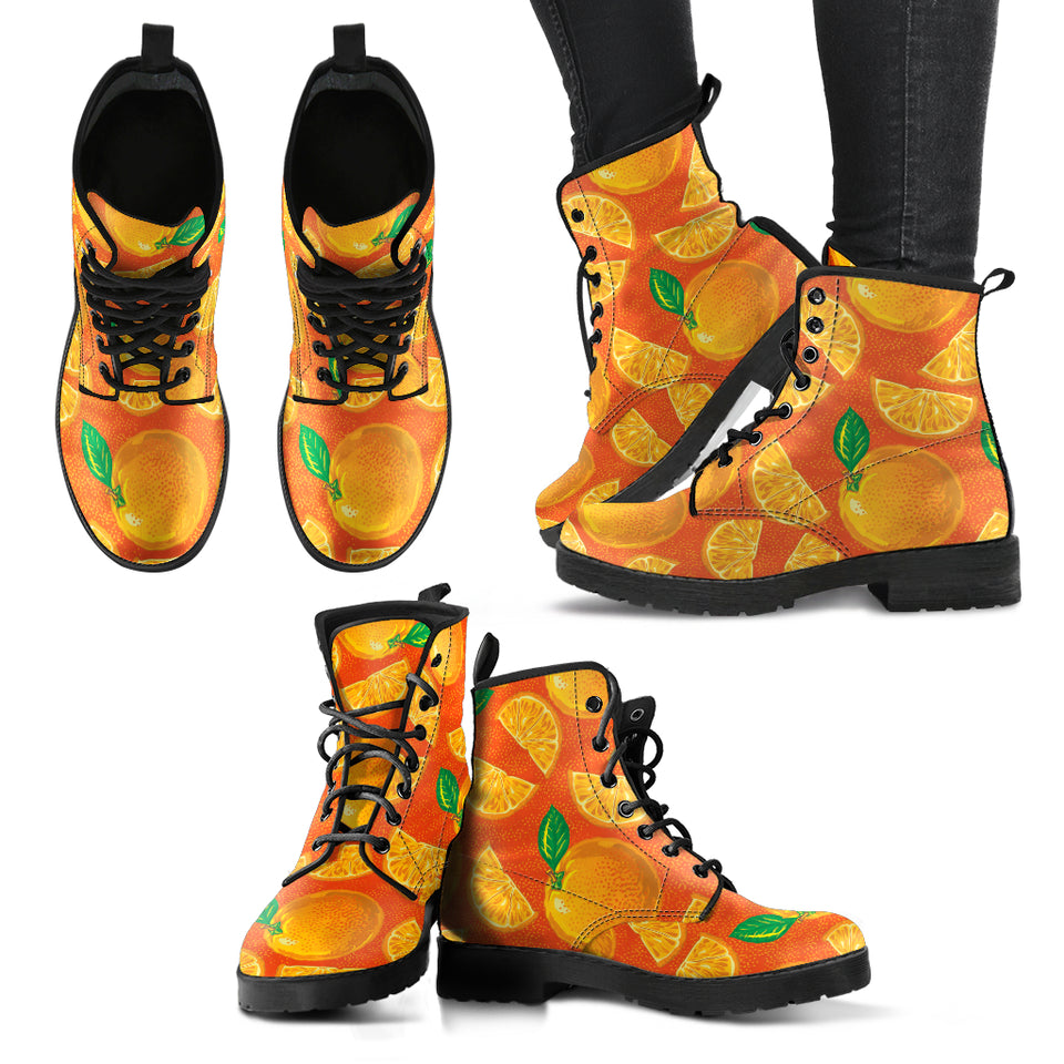 Orange Pattern background Leather Boots